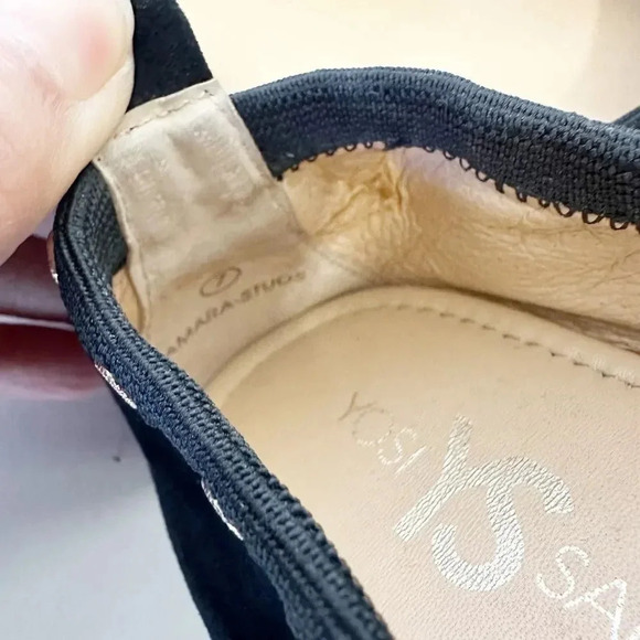 YOSI SAMRA Womens Size 7 Black Suede Gold Studded Foldable Ballet Flats - Picture 5 of 7